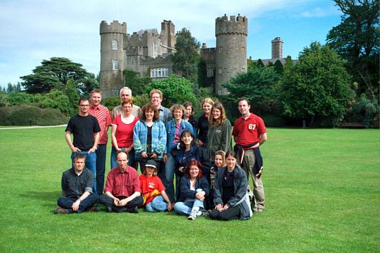 bus-travelers in front of Malahide castle near Dublin