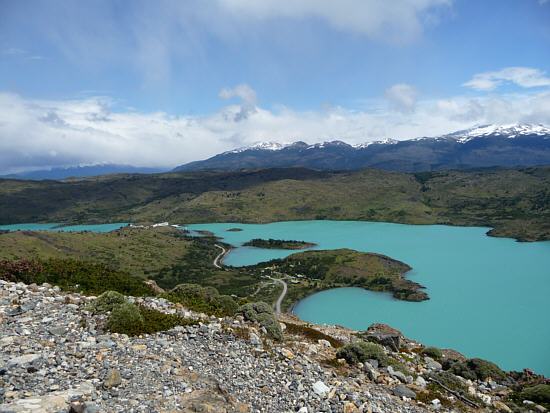 Aussicht vom Cóndor-Aussichtspunkt auf den Pehoé-See