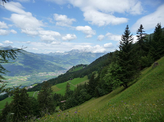 Blick ins Rheintal Richtung Nordwest zum Säntis