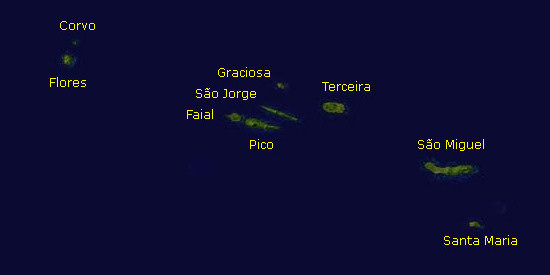 Ausschnitt aus der Weltkarte mit den Azoren © NASA/Goddard Space Flight Center