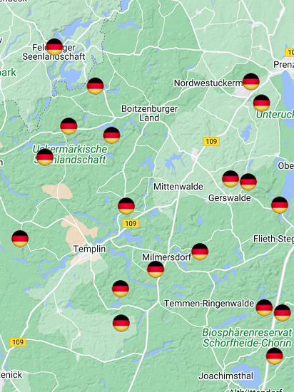 WWFF-Map um Templin © WWFF