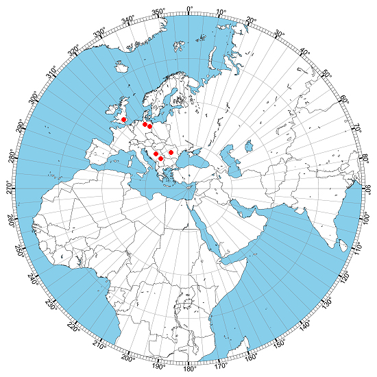 Im Umkreis von 6000 km erreichte Stationen © Free Azimuthal Maps/NS6T