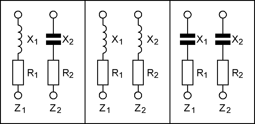Parallel and series connection of reactances