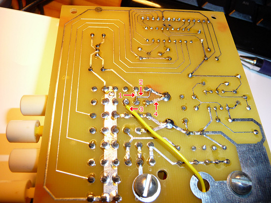 Modifications for the switch PWR at the PCB